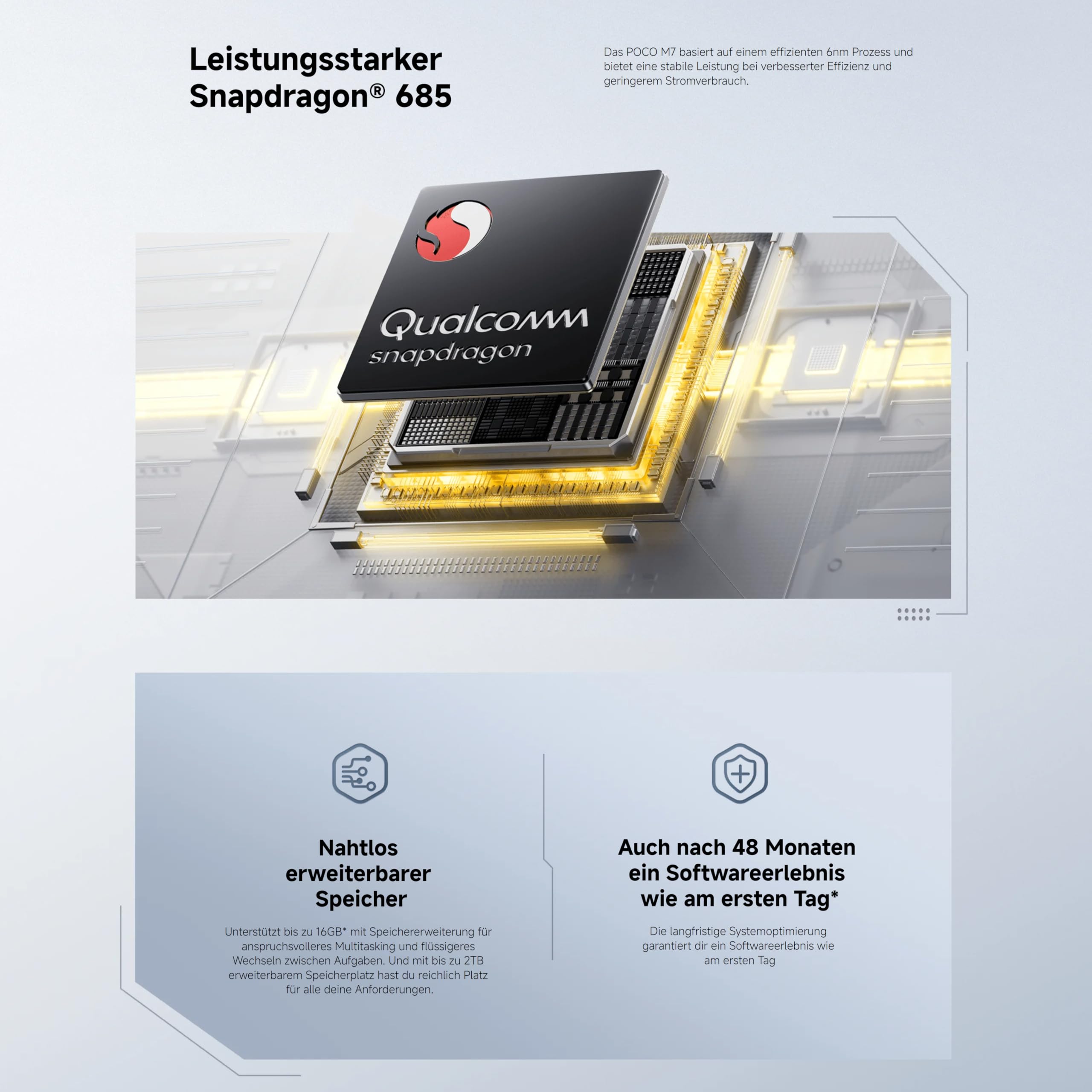 XIAOMI Poco M7, Smartphone 6+128GB, 6,9" FHD+ 144Hz Display, Snapdragon 685, 50MP AI-Zweifach-Kamera, 7000mAh, Schwarz 8