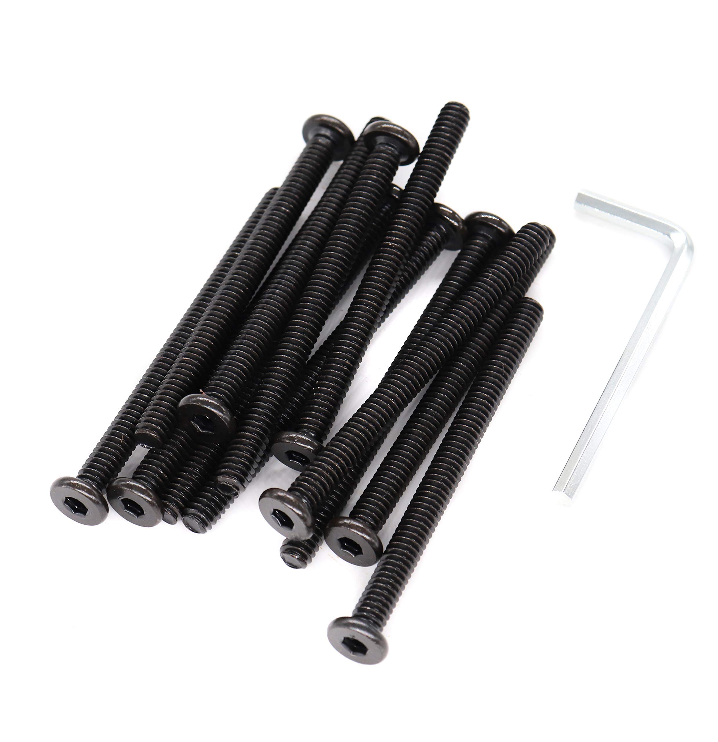 binifiMux 12pcs Black 1/4-20 x 1" 1-1/4" 1-1/2" 2" 2-1/2" 3" 3-1/2" Hex Socket Cap Screws Bolts for Furniture Chair Table Desk Crib Bed, Full Thread (12pcs 1/4-20 x 1-1/2")