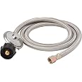 Flame King 5-FT Universal QCC1 Low-Pressure Propane Regulator with Stainless Steel Braided Hose for Most LP Gas Grills, Heate