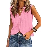 BTFBM Summer Sweater Vest for Women 2025 Sleeveless V Neck Button Up Cardigan Waffle Knit Tank Tops Spring Clothes