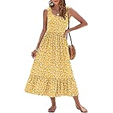AUSELILY Womens Summer Dresses 2026 Sleeveless Maxi Dress Square Neck Casual Tiered Long Dress with Pockets