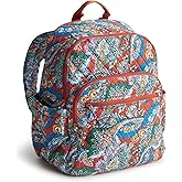 Vera Bradley Women's Premium Cotton Bancroft Backpack, Flowers + Feathers, One Size