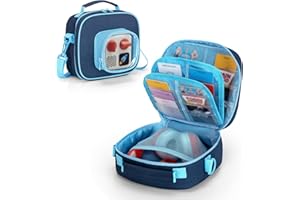 LoDrid Carrying Case Compatible with Yoto Mini (2024 Edition), Travel Storage Bag for Audio Player with Adjustable Shoulder Strap for Player Cards and Accessories, Blue, Bag Only