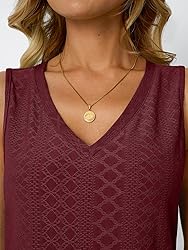 AUTOMET Women Summer Tank Top Eyelet Embroidery