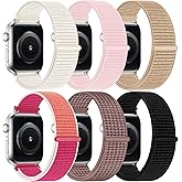 6 Pack Nylon Sport Loop Band Compatible with Apple Watch Band 38mm 40mm 41mm 42mm 44mm 45mm 46mm 49mm Women Men, Soft Adjustable Braided Replacement Straps for iWatch Series 11 10 9 8 7 6 5 4 3 2 1 SE Ultra