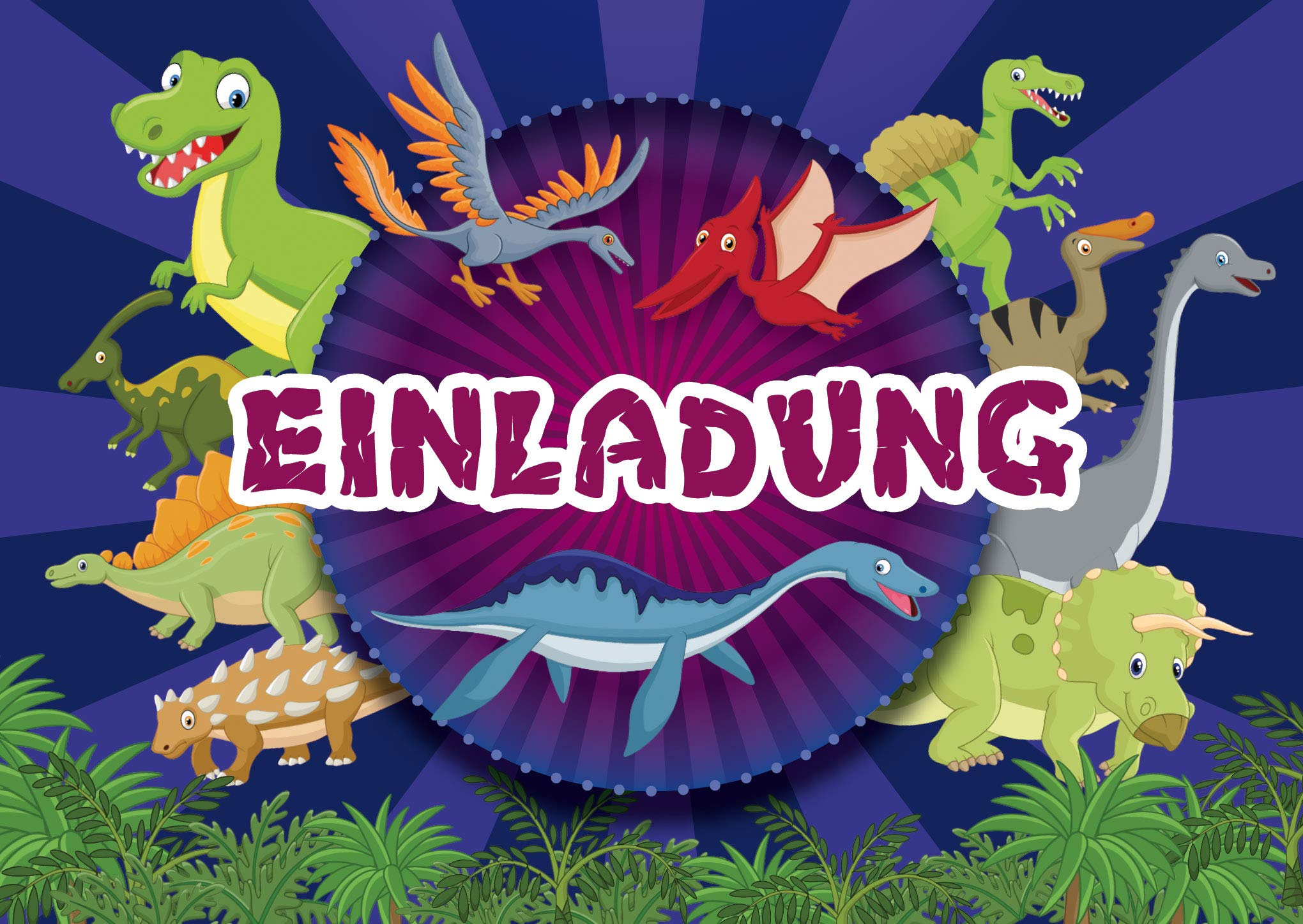 12 Dinosaur Invitations for Children's Birthday Parties for Girls and Boys: Set of 12 Invitations for Children's Birthday or Museum (11075)