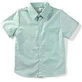 OCHENTA Boys' Short Sleeve Oxford Dress Shirt Button Down with Pocket for School Party Wedding 2T-11 Years