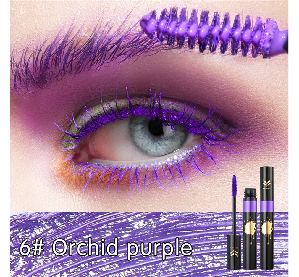 FantasyDay Rainbow Colorful Mascara Waterproof Color Mascara Colorful Eyelash Makeup 3D Fiber Lash Mascara Volume Eye lash Lengthening Gel Perfect Gift for Girls Kids Women, Orchid Purple, 0.25 Ounce