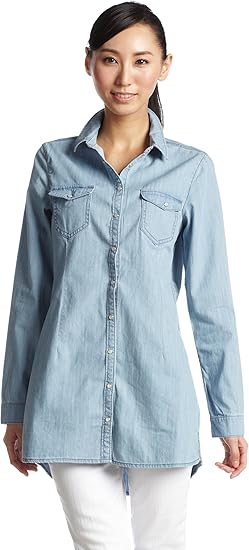 Amazon ジョルダーノ Giordano デニムシャツチュニック 71 71 Lt Denim L シャツ ブラウス 通販