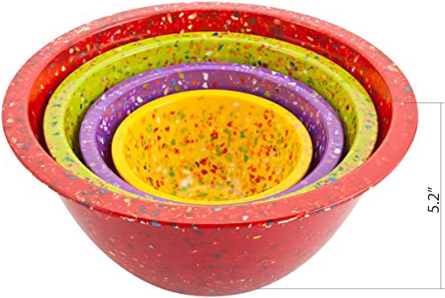 Zak Designs Confetti Mixing Bowl Set, Nesting Bowls for Space Saving Storage, Made with Durable Eco-Friendly Melamine, Great for Prepping and Serving Food (Red, Kiwi & Orchid, 4pcs, BPA-Free): Kitchen & Dining