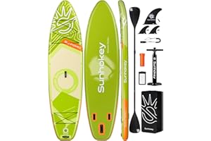 SUNHOKEY 11'×34'' Extra Wide Inflatable Paddle Board with Seam Welded Technology, Stand Up Paddle Board, 420lb Capacity for Adults, Sup Board for All-Level with 2-Blade Paddle/Dual-Action Pump/Leash