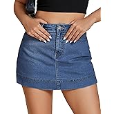 luvamia Jean Skorts for Woman Trendy High Waisted Stretchy Denim Skirt with Shorts Y2K Mini Skort Skirts Country Concert