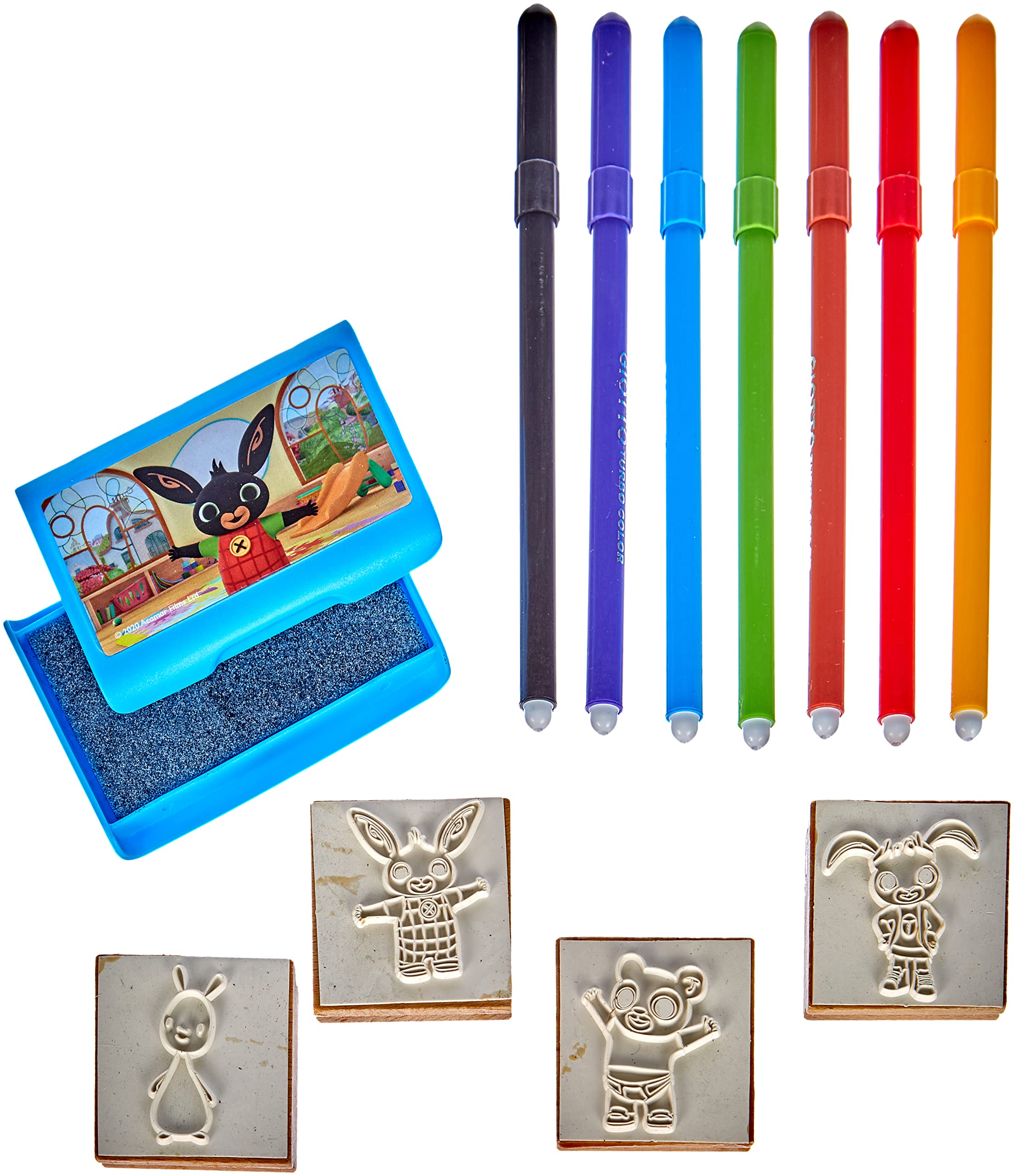 Multiprint Box 4 Stamps for Kids Bing, 100% Made in Italy, Personalized Stamps for Children, in Wood and Natural Rubber, Non-toxic Washable Ink, Gift Idea, art.27987