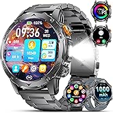 Military Smart Watches for Men(3 Bands),1000mAh/1.75" HD Large Screen Smartwatch, Flashlight/110+ Sports Modes/IP68 Waterproof/Sleep Monitor Fitness Tracker Watch for Android iOS,Gunmetal