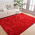 Chicrug Soft Area Rugs for Bedroom Living Room Plush Fluffy Rug 5x8 Feet, Shag Furry Area Rug Carpet Non Shedding for Nursery Children Kids Girls Room Home Decorative, Red