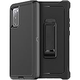 Case for Samsung Galaxy S20 FE 5G (2020) Heavy Duty Shockproof Drop-Proof Triple Layer Defense Cover 6.5” (Black with Belt Clip), Black
