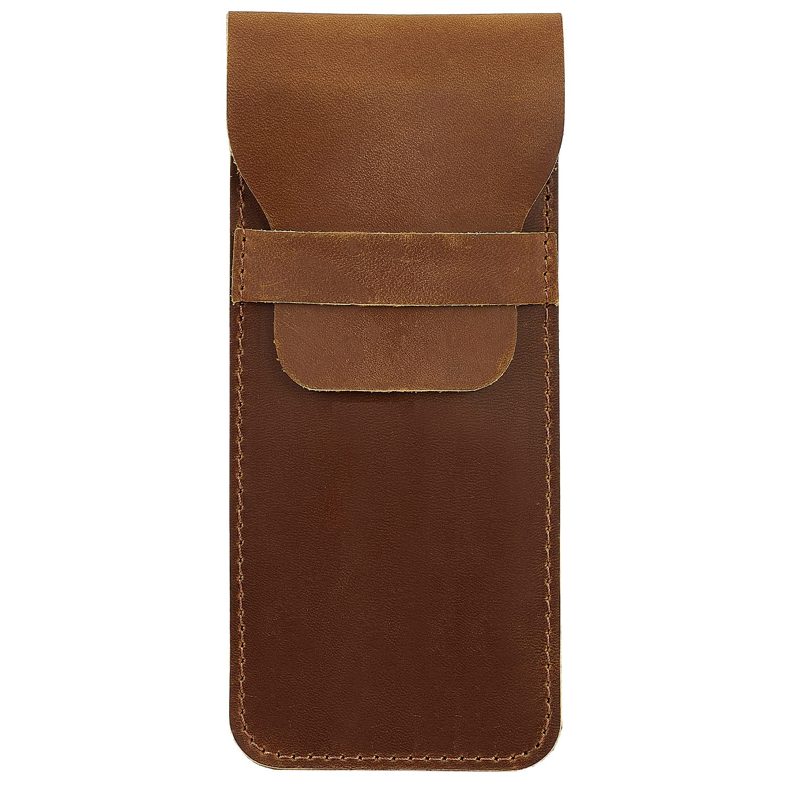 GORGECRAFT Handmade Leather Pen Case Double Pen Pouch Holder Organizer Pouch Sleeve Protector Fountain Pen Pencils Pen cases Vintage Pen Protective Sleeve Cover for Students Businessmen(Brown)
