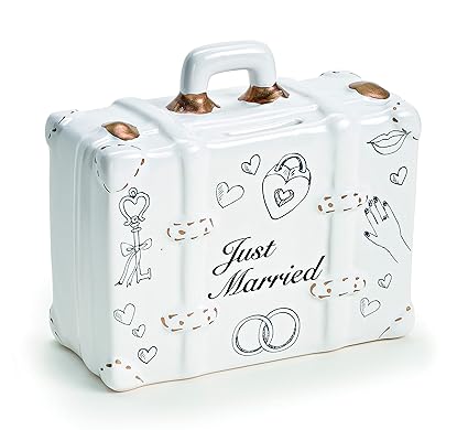 Spardose Hochzeit in 3 Varianten - Just Married Koffer - Aus Keramik - Süße Geschenkidee für Brautpaar - Geldgeschenk Koffer 