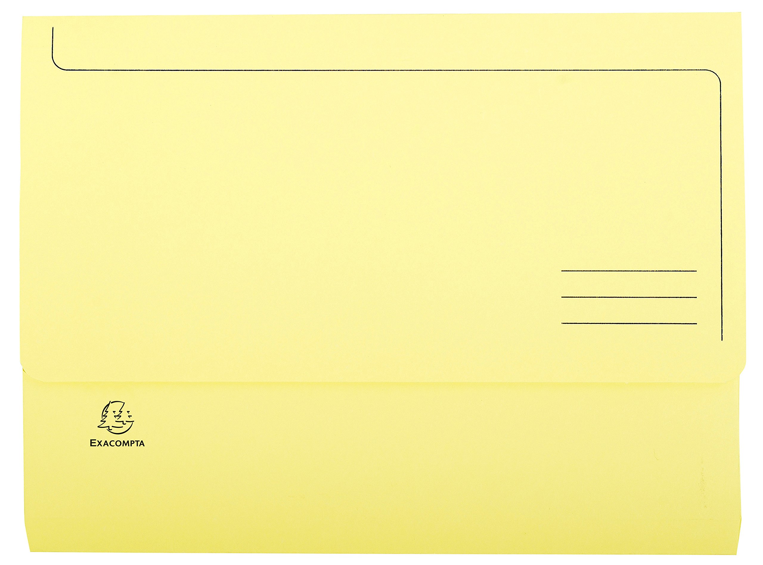 Exacompta - Ref 46779E - Super A4 Document Wallets - 245 x 325mm in Size, Suitable for A4 Documents, 3cm Expansion Gusset, 220gsm Card, PEFC-Certified - Yellow (Pack of 50)