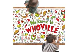 IDEAPRON Christmas Coloring Table Cloth for Kids, Holiday Coloring Tablecloth Poster Banner, Christmas Crafts for Kids Teens, Cute Toy Gifts Party Game Supplies Classroom Whoville Decor, 72x30 inch