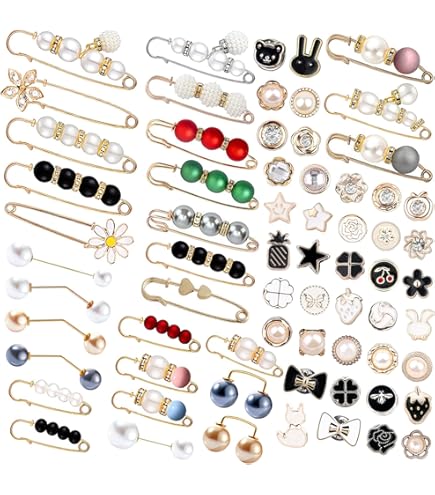 56 Broches Perles Imitation – 14 Couleurs – Boutons De Chemise Décoratifs Amovibles – Pour Vêtements, Chapeaux, DIY - 4