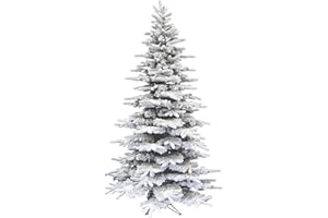 Fraser Hill Farm 9-Ft. Mountain Pine Snow Flocked Artificial Tall Christmas Tree with Stand and No Lights, Unlit Foldable Christmas Tree with Realistic Foliage for Home Decoration