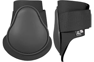 HORZE Chicago Fetlock Rear Boots | Lightweight, Adjustable, Jumping Horse Boots (Pair) - Black - Horse