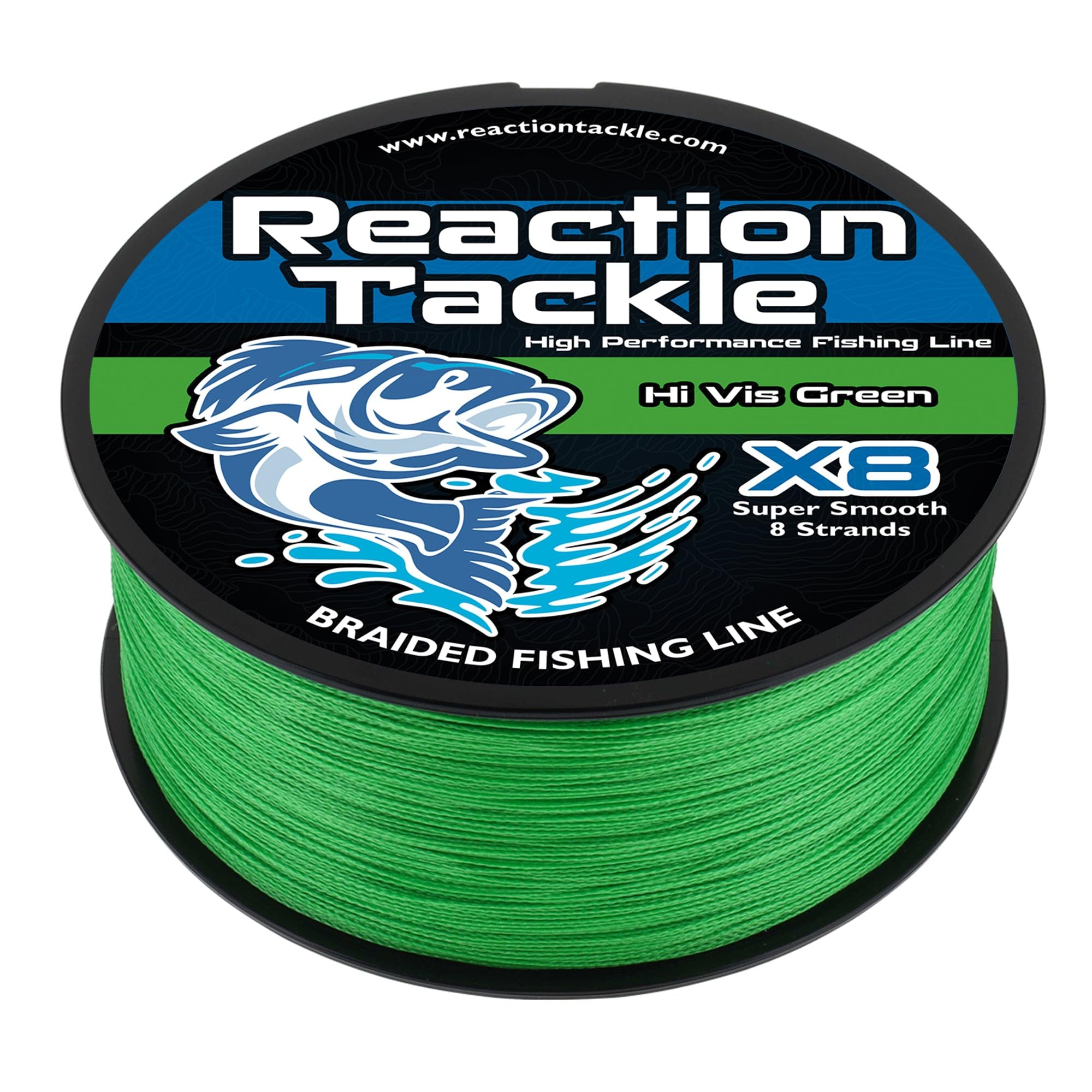 Reaction Tackle Braided Fishing Line - 8 Strand Hi Vis Green 100LB 1000yd Image