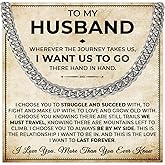 To My Husband Necklace Cuban Chain, Husbands Gifts From Wife, Wedding Christmas Birthday Gift For Husbands, Wife And Husband Necklace With Message Card And Gift Box