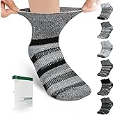 Bulinlulu Bamboo Viscose Diabetic Socks, 6 Pairs Non Binding Ankle Socks, Reinforced Toe, Size 6-9/9-11/13-15