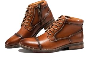 Arkbird Mens Dress Boots, Genuine Leather Classic Casual Ankel Boots with Side Zipper