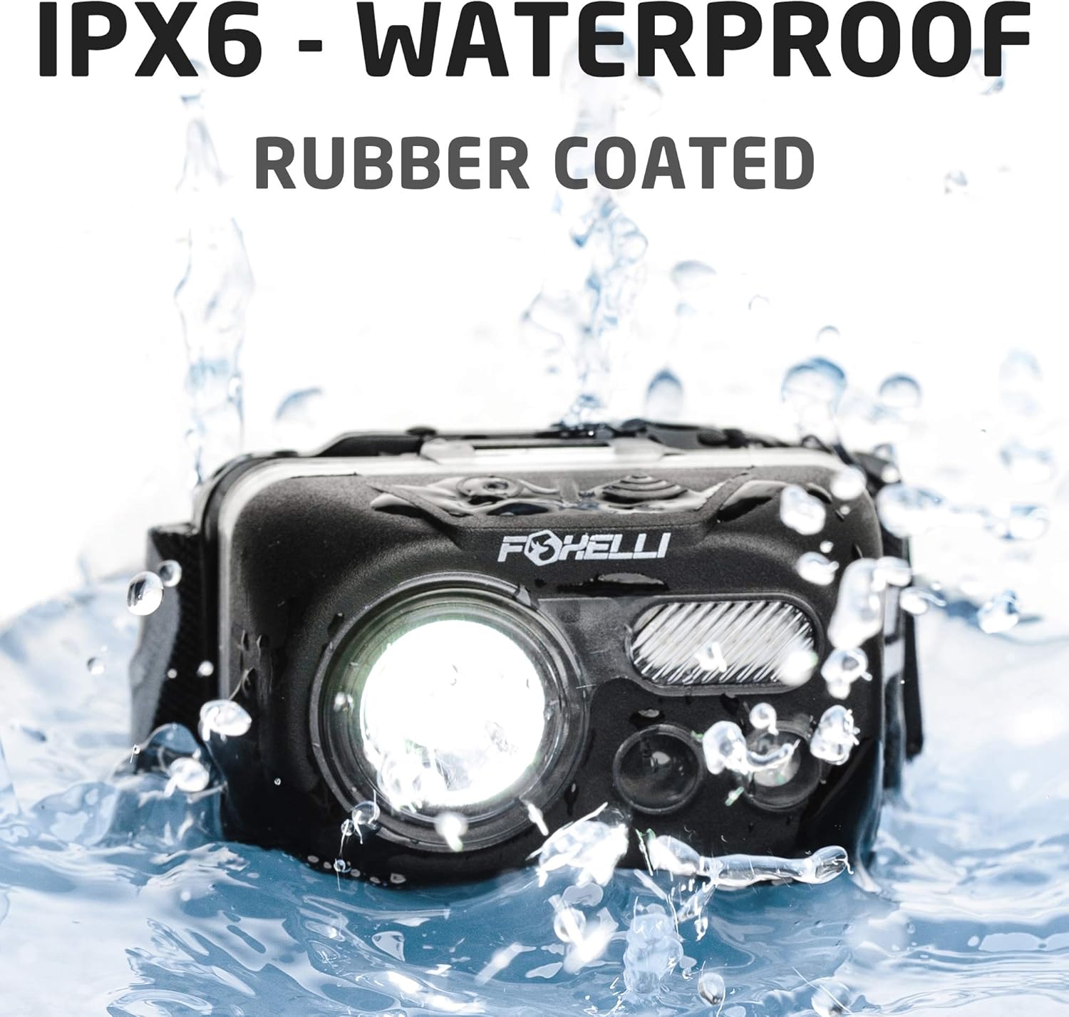 Foxelli Headlamp Flashlight – Bright LED Head Lamp with Motion Sensor, 3 x AAA Batteries Operated (Included), Lightweight, Waterproof Head Light with Comfortable & Adjustable Headband - - 