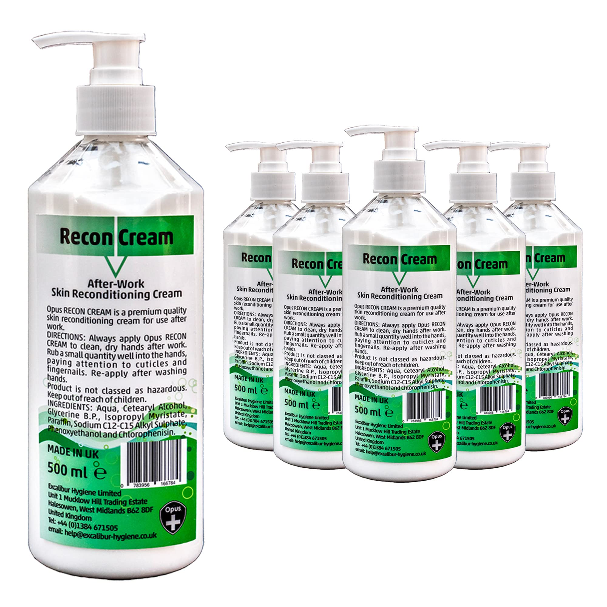 Opus Intensive Hand Moisturiser 500ml x 6 - Reconditioning Cream for Cracked and Dry Skin Resulting from Eczema, Psoriasis or Dermatitis - Handcream for Working Hands - Pleasantly Perfumed Hand Lotion