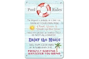 ZEPTRIX Metal Pool Rules Sign,Outdoor Pool Decor, Easy Installation, Ideal for Poolside Safety and Area Decor in Homes and Resorts, Unique Pool Signs and Decor Outdoor, Rustic 12x8 Inches, Perfect Pool Gifts