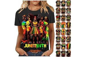 bmkBWO Juneteenth Shirts Women Plus Size,African American Pride 1865 Summer Outfits Trendy Short Sleeve Crewneck Blouse