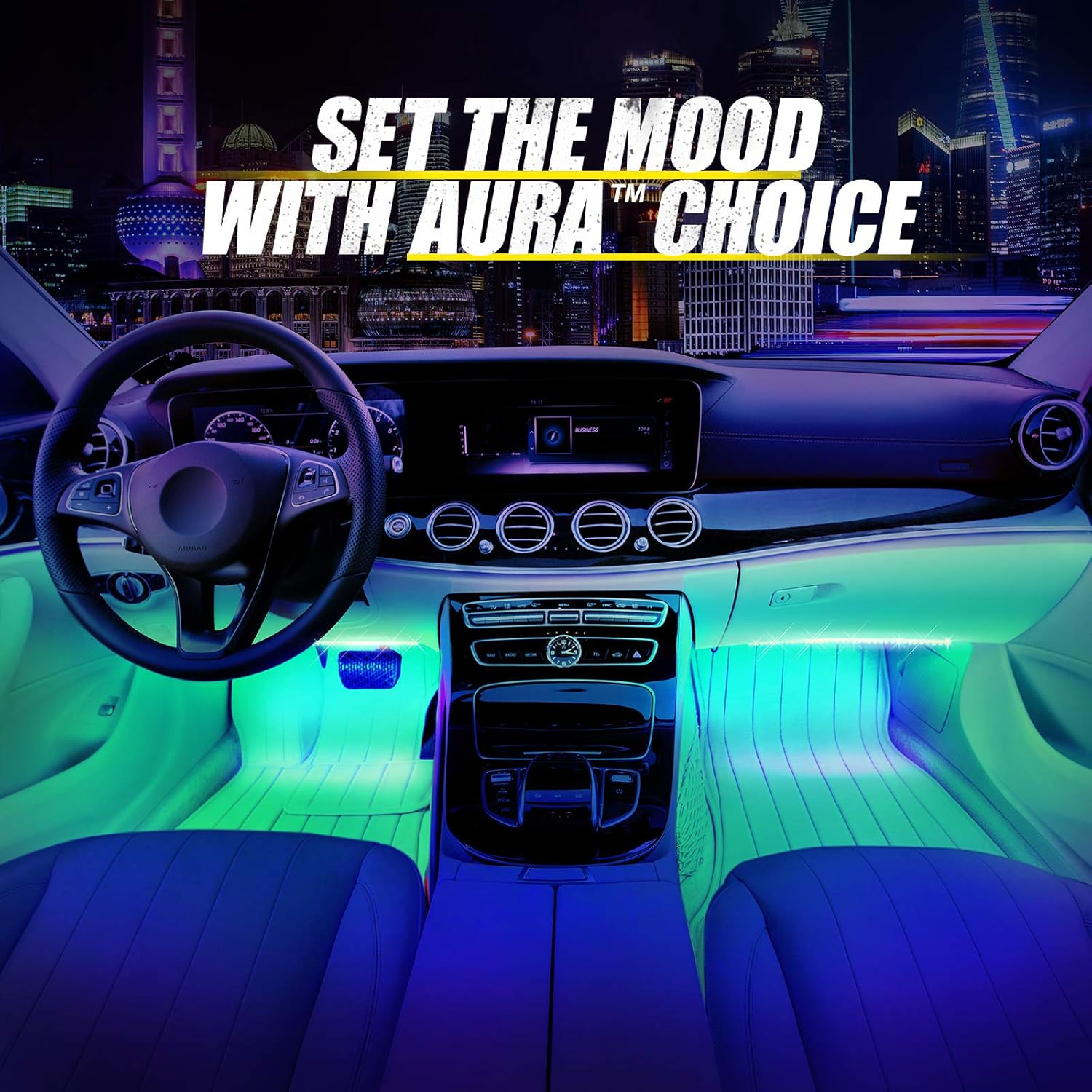 OPT7 Interior Car Lights LED Strip Kit, Aura Choice, 48 LEDs Multi-Color, Soundsync, Show Patterns, and Remote-Accent Underdash Footwell Floor, 4pc Single Row: Automotive