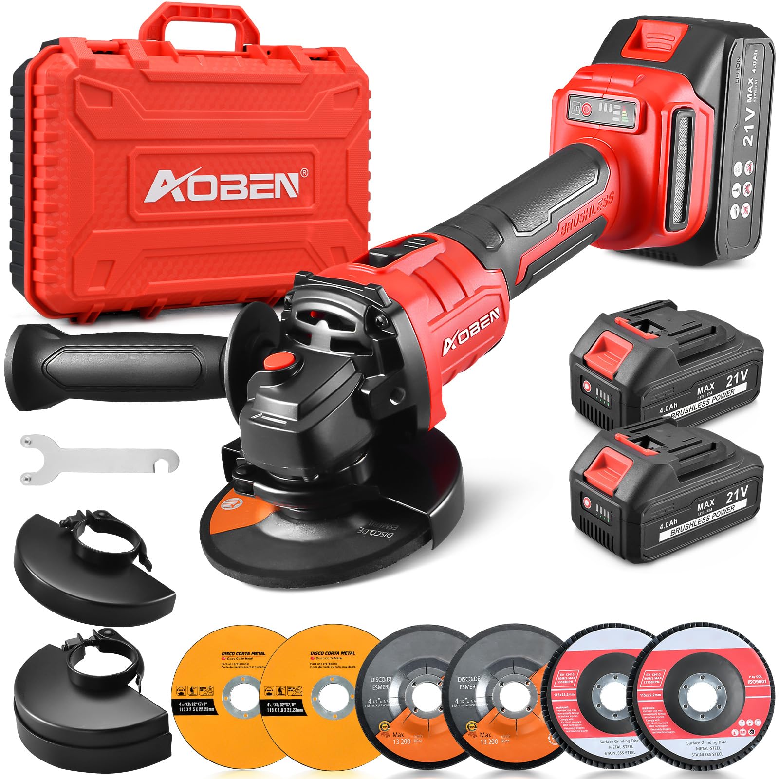 AOBEN Cordless Angle Grinder 4-1/2 inch, 21V