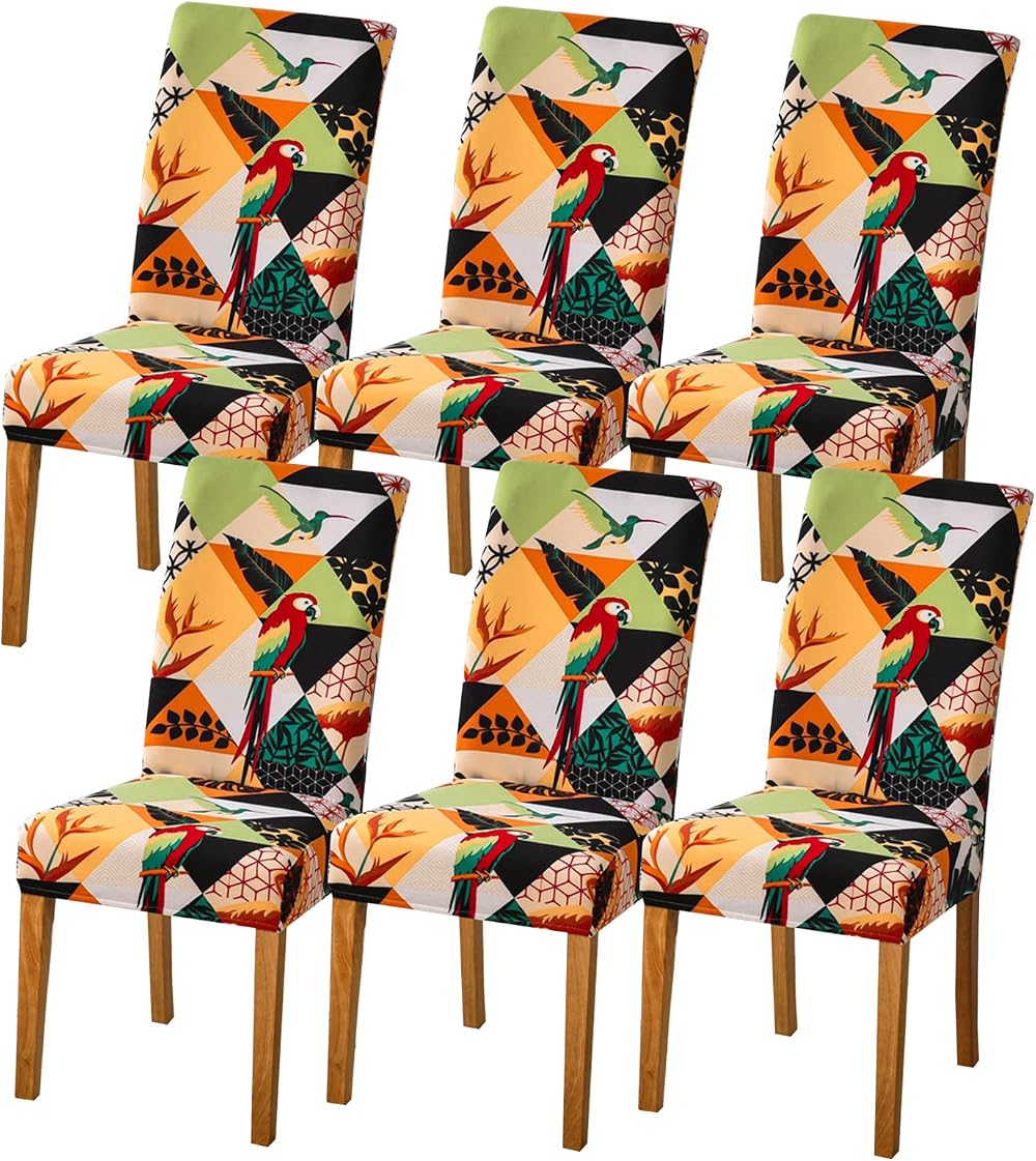 HZDHCLH Chair Covers Slipcovers 6 PCS Stretch Removable Washable Short Dining