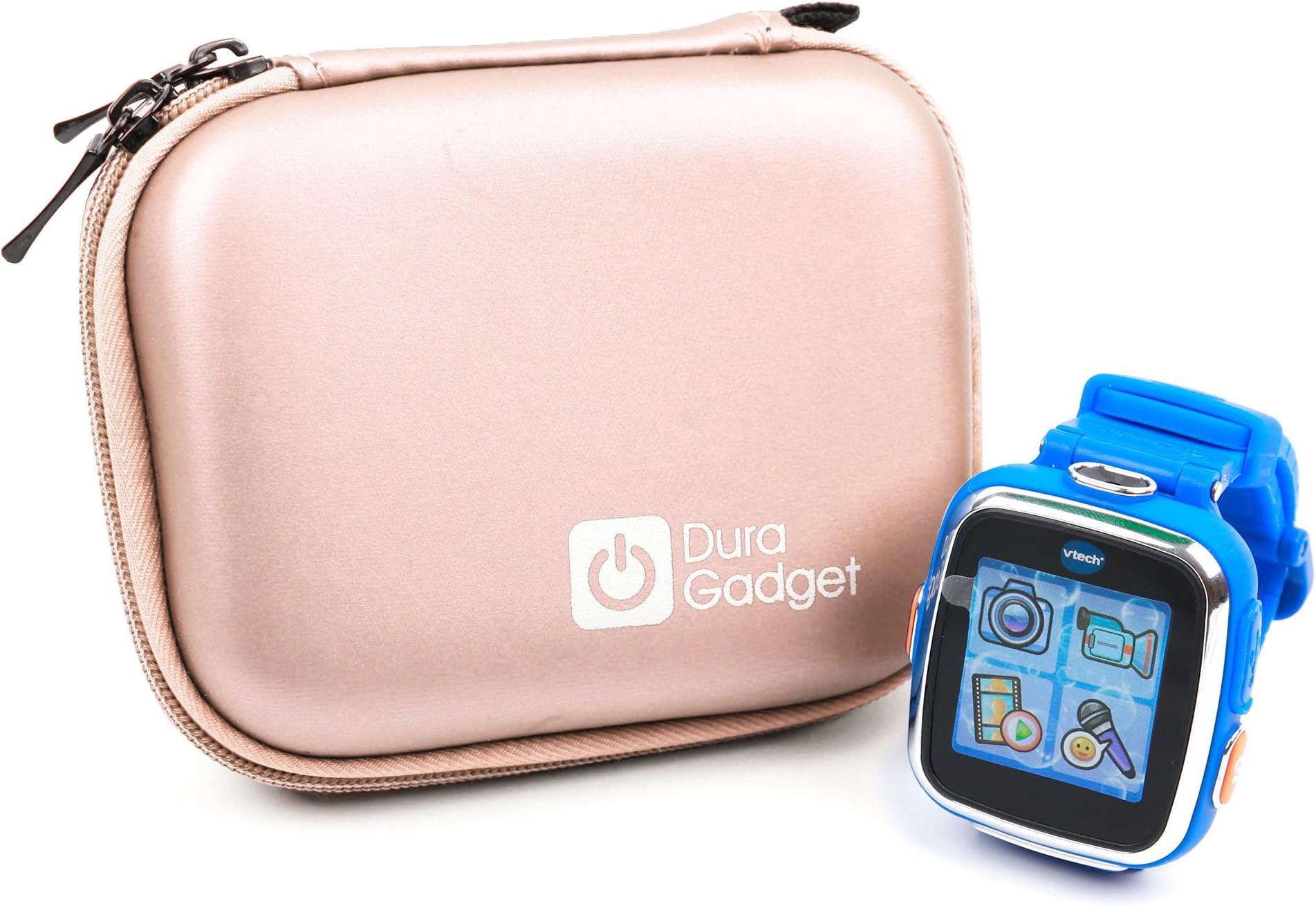DURAGADGET Rose Gold EVA Shell Case w/Carabiner Clip & Dual Zip Function - Compatible with Kidizoom Smartwatch DX2 | DX | Connect DX | Plus | Plus 2 & 2