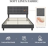 Yaheetech 4ft6 Double Bed Frame Upholstered Headboard Dark Grey view 4