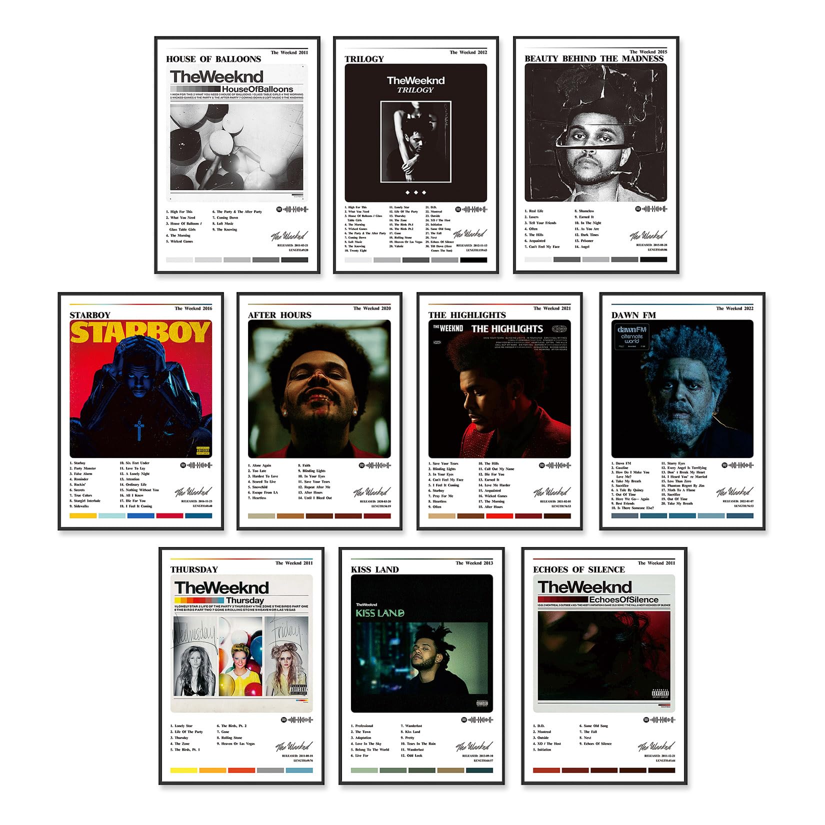 The Weeknd Album Cover Posters (10 Pcs 8x12 inch) Paper Prints Unframed Poster, Wall Art for Room Decor Aesthetic Bedroom