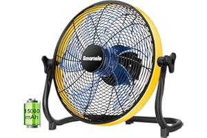Smartele 16“ Rechargeable Floor Fan,Up to 30 Hours Outdoor Fan,15000mAh Battery Powered Fan for Garage Industrial Camping Car Travel Hurricane 16Inch
