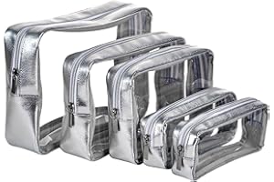 Remobia Hicol TSA Approved 5-Piece Diaper Bag Organizer Pouch Set Clear Waterproof TPU Kids Toiletry Storage Set Travel Packing Clutch Cube Bags for Baby Nursing