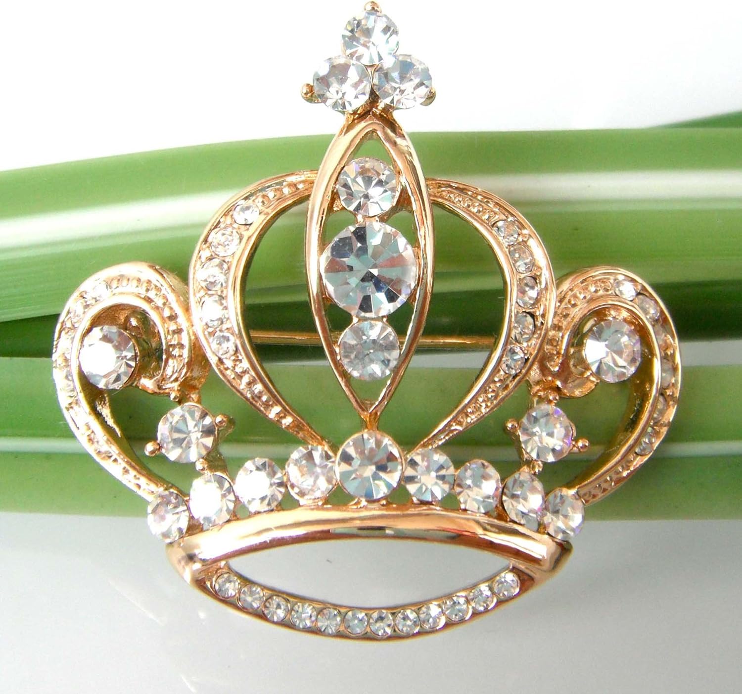 Navachi 18k Gold Plated White Crystal Royal Crown Az7655b Brooch Pins - Image 4