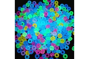 MIIIM 1000PCS 6x9mm Pony Beads Glow in The Dark, 9 Colors Mixed UV Beads for Bracelets Making Kit, Kandi Beads, Hair Beads for Braids, Craft Beads for Jewelry Making (Luminous Mixed)