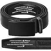 Bunnycool Mens Ratchet Belt Congrats on Being My Husband Personalized Engraved Leather Belt for Him Birthday Anniversary Gift