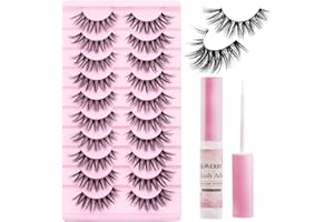 GEMERRY Natural Lashes Kit Wispy Lashes with Clear Lash Glue False Eyelashes Look Like Extensions False Lashes Natural Flared