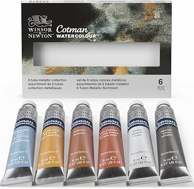 Winsor & Newton Cotman Metallic Watercolour Set 6 Tubes