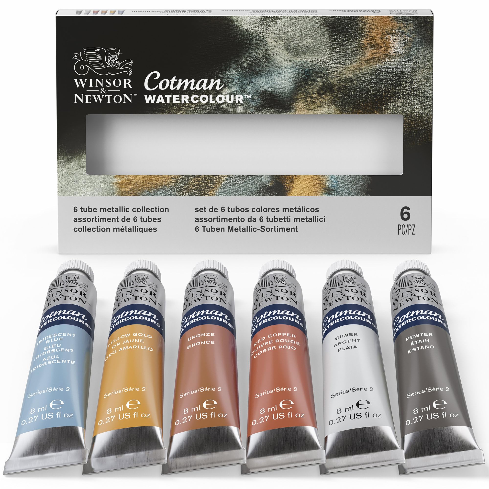 Winsor & Newton, Cotman Watercolour, Metallic Tube Set, 6 x Tubes