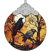 2025 Ornaments for Christmas Tree, Zmoicky Stained Glass Hanging Ornament, Christmas Ornaments Clearance, Gift Exchange Ornament, Bauble Present - Mysterious Crow